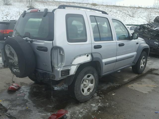 1J4GL48K05W639142 - 2005 JEEP LIBERTY SP SILVER photo 4