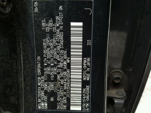 JTLKT324464100349 - 2006 TOYOTA SCION XB BLACK photo 10