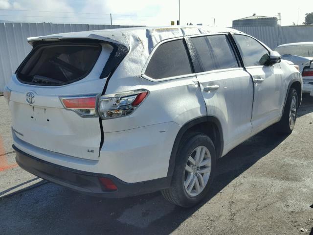 5TDZARFH1FS012556 - 2015 TOYOTA HIGHLANDER WHITE photo 4