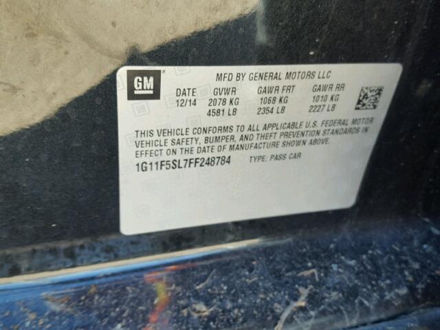 1G11F5SL7FF248784 - 2015 CHEVROLET MALIBU LTZ 黑色 照片 10