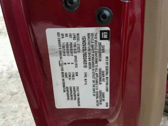 1GNDV23L75D240318 - 2005 CHEVROLET UPLANDER L RED photo 10