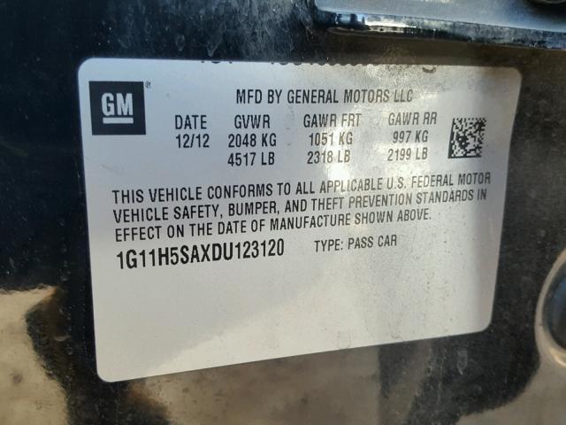 1G11H5SAXDU123120 - 2013 CHEVROLET MALIBU LTZ 黑色 照片 10