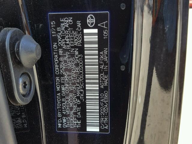 JTKJF5C70GJ020013 - 2016 TOYOTA SCION TC 黑色 照片 10