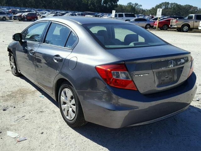 19XFB2F59CE001226 - 2012 HONDA CIVIC LX GRAY photo 3