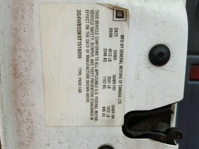 2G4WB52K9T1519200 - 1996 BUICK REGAL CUST WHITE photo 10