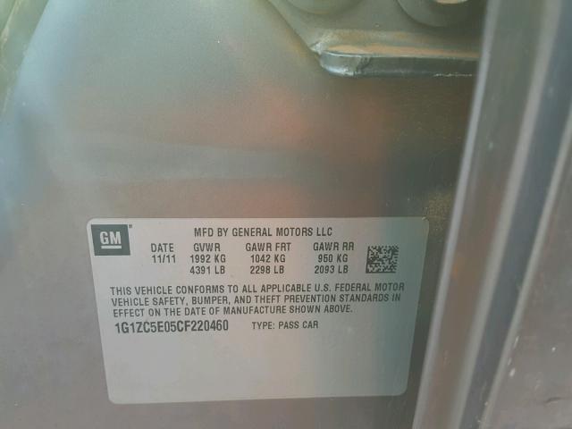1G1ZC5E05CF220460 - 2012 CHEVROLET MALIBU 1LT BROWN photo 10