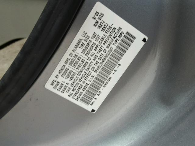 5FNRL38496B022807 - 2006 HONDA ODYSSEY EX GRAY photo 10