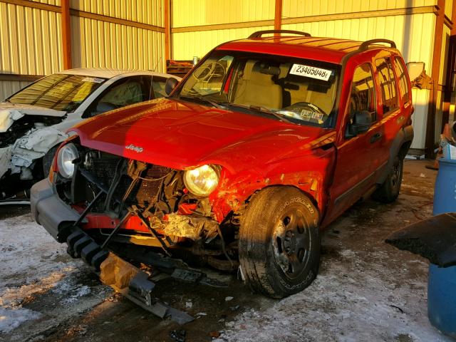 1J4GL48K35W567482 - 2005 JEEP LIBERTY SP RED photo 2