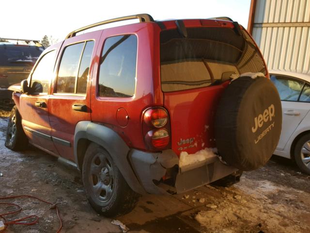 1J4GL48K35W567482 - 2005 JEEP LIBERTY SP RED photo 3