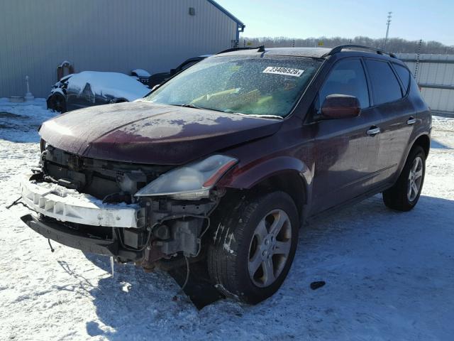 JN8AZ08W35W410058 - 2005 NISSAN MURANO SL BURGUNDY photo 2