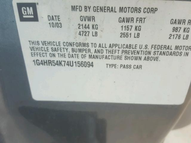 1G4HR54K74U156094 - 2004 BUICK LESABRE LI GRAY photo 10