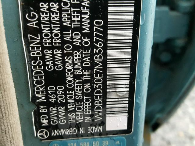 WDBED30E7MB367770 - 1991 MERCEDES-BENZ 300 E 4MAT TEAL photo 10