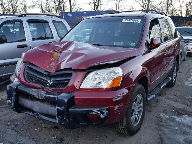 2HKYF18613H507237 - 2003 HONDA PILOT EXL RED photo 2