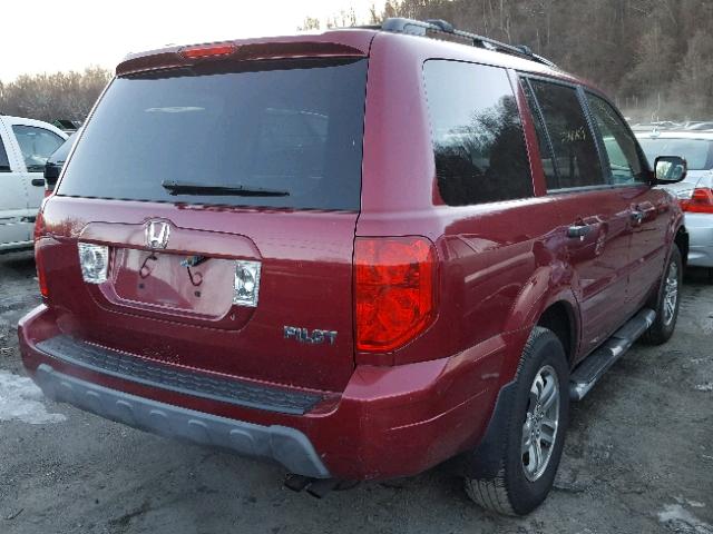 2HKYF18613H507237 - 2003 HONDA PILOT EXL RED photo 4