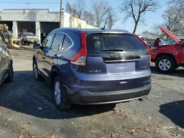 2HKRM4H71EH613386 - 2014 HONDA CR-V EXL BLUE photo 3