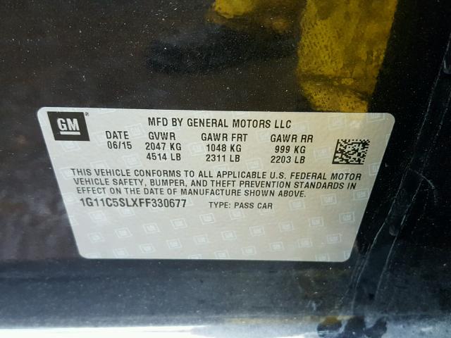 1G11C5SLXFF330677 - 2015 CHEVROLET MALIBU 1LT 石墨色 照片 10