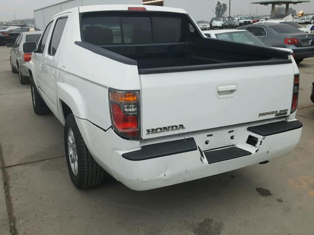 2HJYK16567H538984 - 2007 HONDA RIDGELINE WHITE photo 3