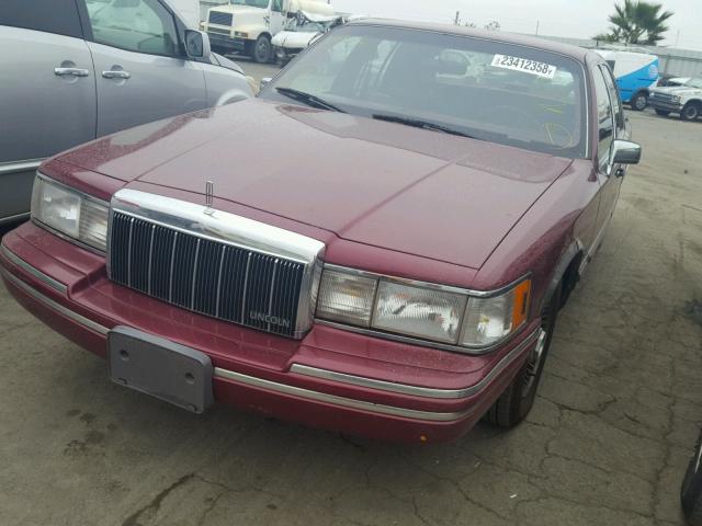 1LNCM81W5MY714096 - 1991 LINCOLN TOWN CAR E BURGUNDY photo 2