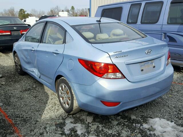 KMHCT4AEXCU207896 - 2012 HYUNDAI ACCENT GLS BLUE photo 3