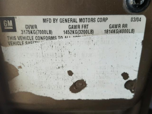 1GKEC16Z14J258248 - 2004 GMC YUKON XL C BROWN photo 10