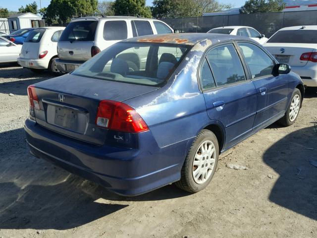 2HGES16595H594956 - 2005 HONDA CIVIC LX BLUE photo 4