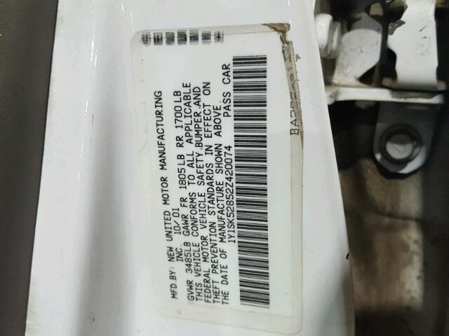 1Y1SK52852Z420074 - 2002 CHEVROLET GEO PRIZM 米色 照片 10