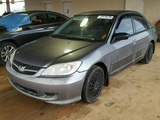 2HGES16595H503331 - 2005 HONDA CIVIC LX GRAY photo 2