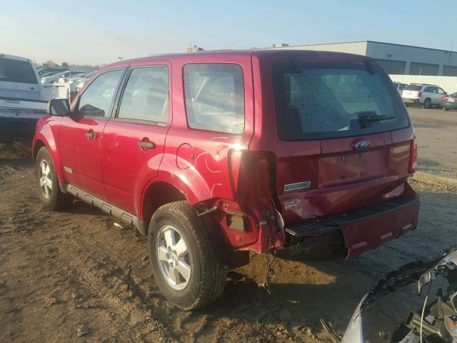 1FMCU02Z78KB09239 - 2008 FORD ESCAPE XLS RED photo 3