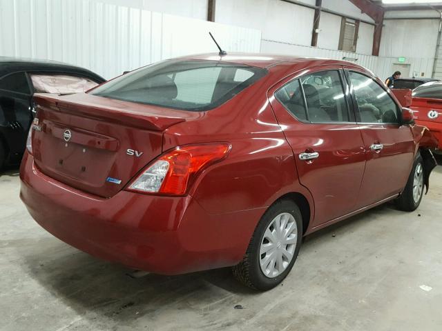 3N1CN7APXEK457517 - 2014 NISSAN VERSA S RED photo 4