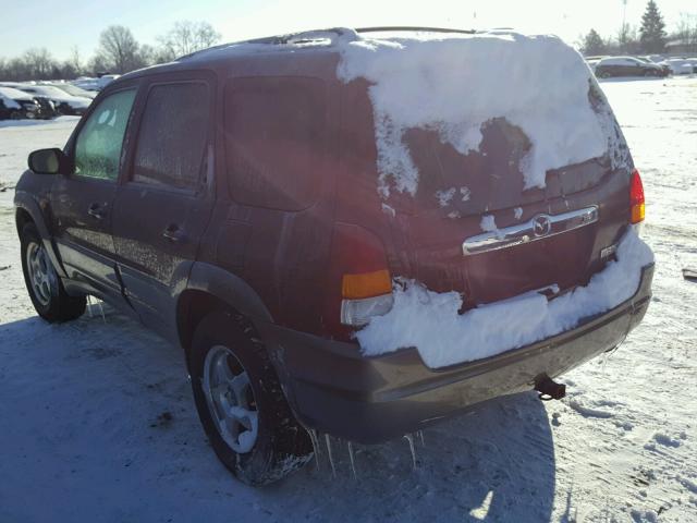 4F2CU08162KM16155 - 2002 MAZDA TRIBUTE LX BURGUNDY photo 3