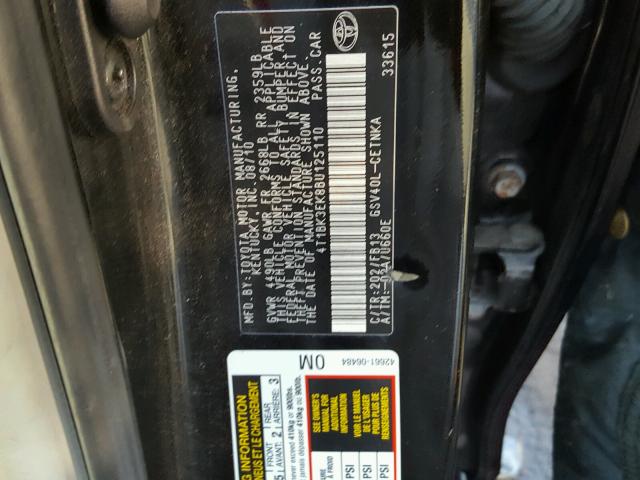 4T1BK3EK8BU125110 - 2011 TOYOTA CAMRY SE BLACK photo 10