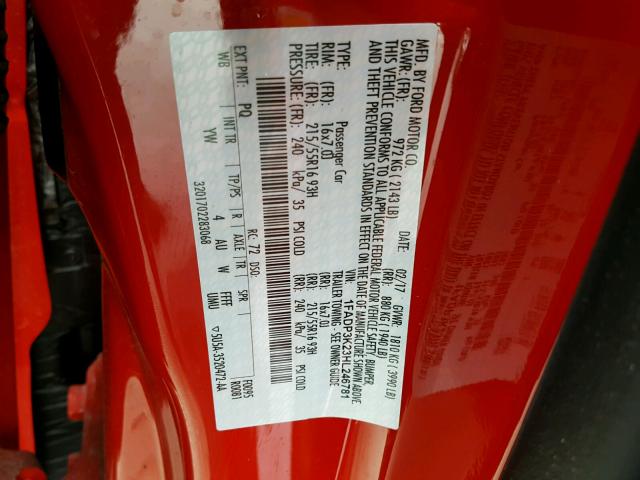 1FADP3K23HL246781 - 2017 FORD FOCUS SE RED photo 10