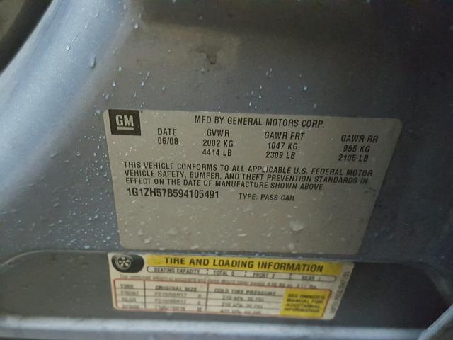 1G1ZH57B594105491 - 2009 CHEVROLET MALIBU 1LT 蓝色 照片 10