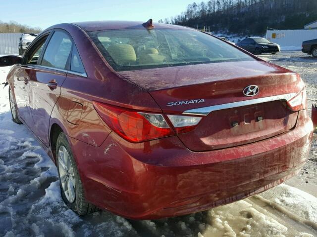 5NPEB4AC3BH027344 - 2011 HYUNDAI SONATA GLS MAROON photo 3