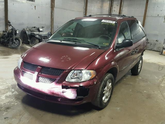 1D4GP253X3B178955 - 2003 DODGE CARAVAN SE MAROON photo 2