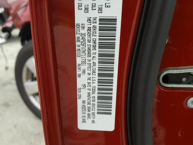 3D4PG5FV7AT117351 - 2010 DODGE JOURNEY SX RED photo 10