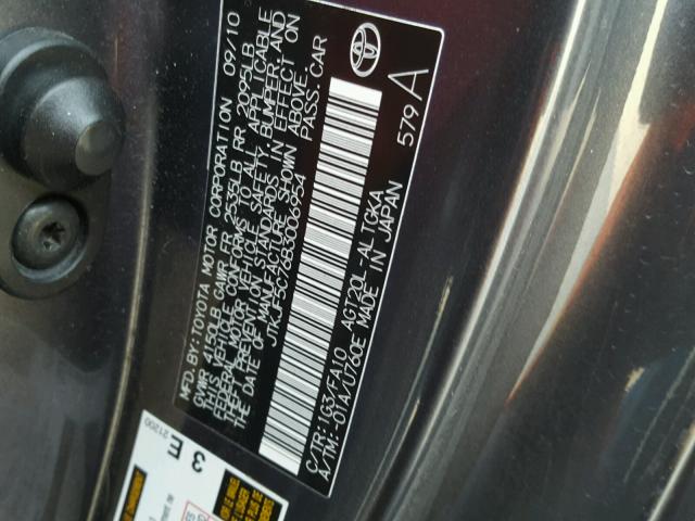 JTKJF5C76B3006954 - 2011 TOYOTA SCION TC 灰色 照片 10