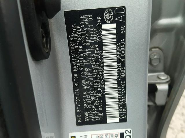 2T1KR32E56C555727 - 2006 TOYOTA COROLLA MA SILVER photo 10