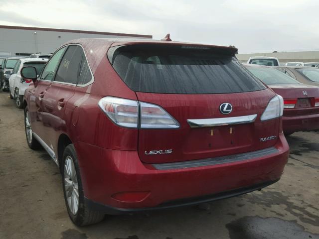 JTJZB1BA5A2001600 - 2010 LEXUS RX450 RED photo 3