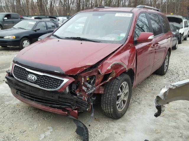 KNDMG4C73E6548009 - 2014 KIA SEDONA LX MAROON photo 2