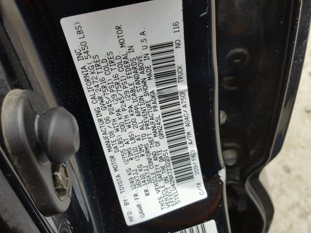 5TELU42NX7Z322351 - 2007 TOYOTA TACOMA DOU BLACK photo 10