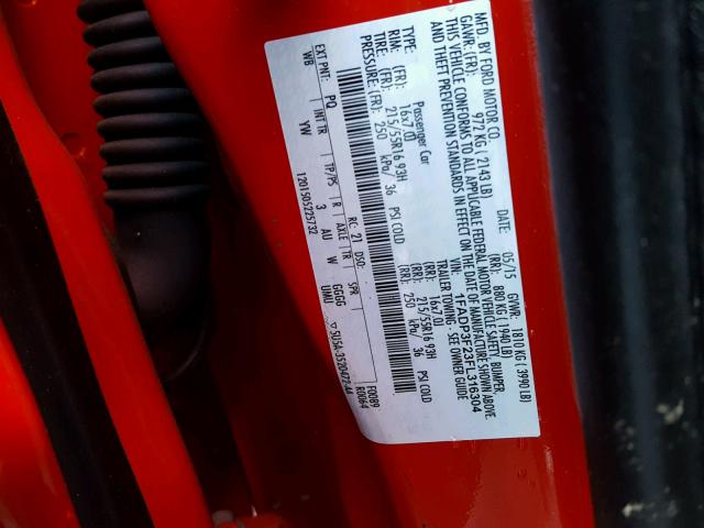 1FADP3F23FL316304 - 2015 FORD FOCUS SE RED photo 10