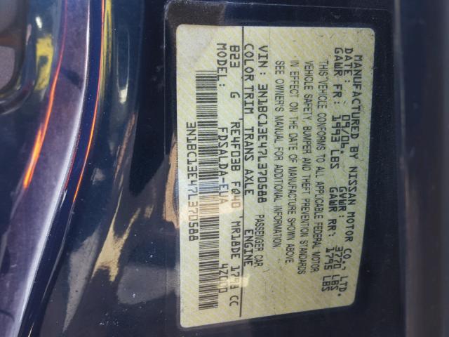 3N1BC13E47L370588 - 2007 NISSAN VERSA S BLUE photo 10