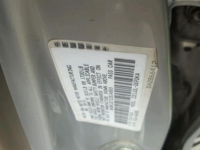 1NXBR12E72Z614869 - 2002 TOYOTA COROLLA CE SILVER photo 10