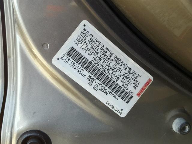 JT8BF22G6V0070119 - 1997 LEXUS ES 300 GOLD photo 10