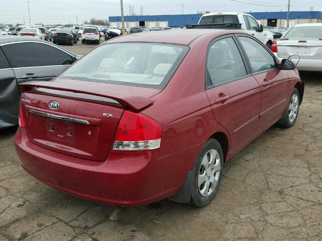 KNAFE221895614224 - 2009 KIA SPECTRA EX RED photo 4