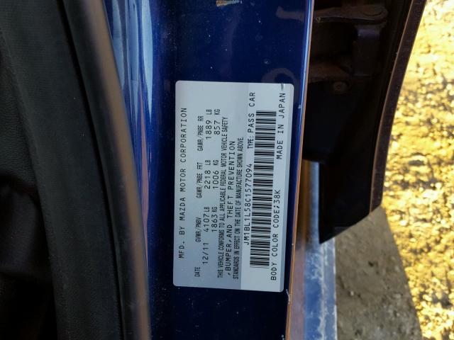 JM1BL1L58C1577094 - 2012 MAZDA 3 S BLUE photo 10