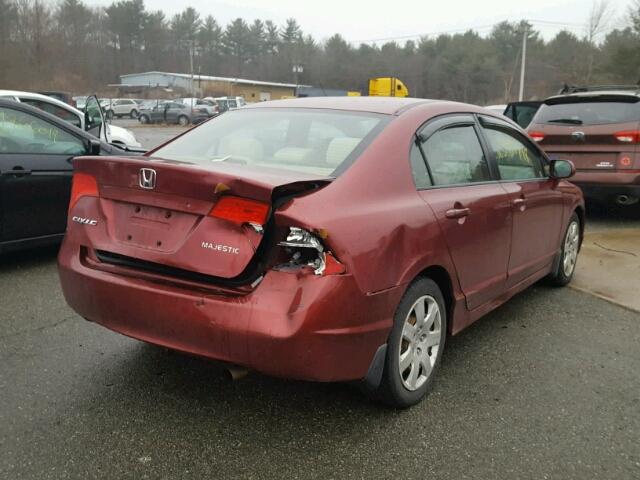 2HGFA16538H519049 - 2008 HONDA CIVIC LX MAROON photo 4