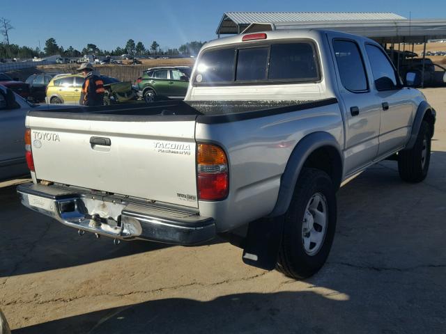 5TEGN92N71Z801748 - 2001 TOYOTA TACOMA DOU SILVER photo 4