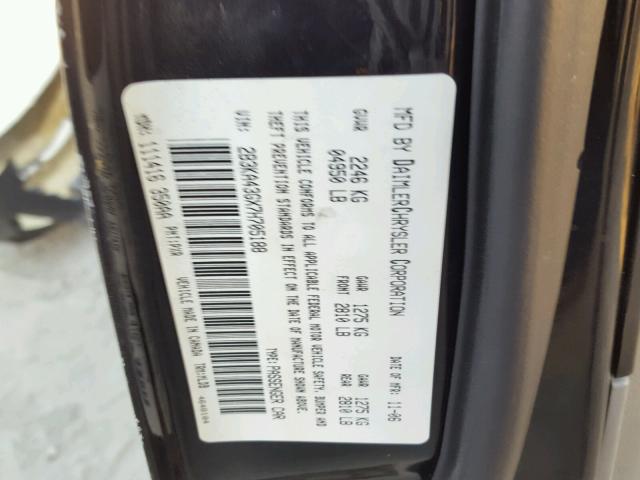 2B3KA43GX7H705188 - 2007 DODGE CHARGER SE BLACK photo 10